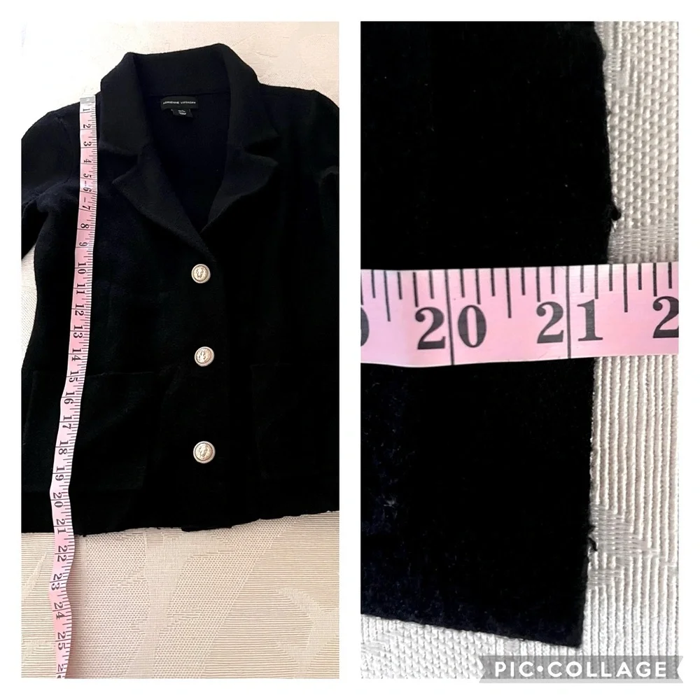 Adrianne Vittadini Black Jacket Viscose Blend Gold‎ Buttons Black
